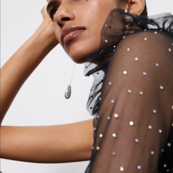 Zara Black One Shoulder Dress with White Accents - Picture 5 of 7